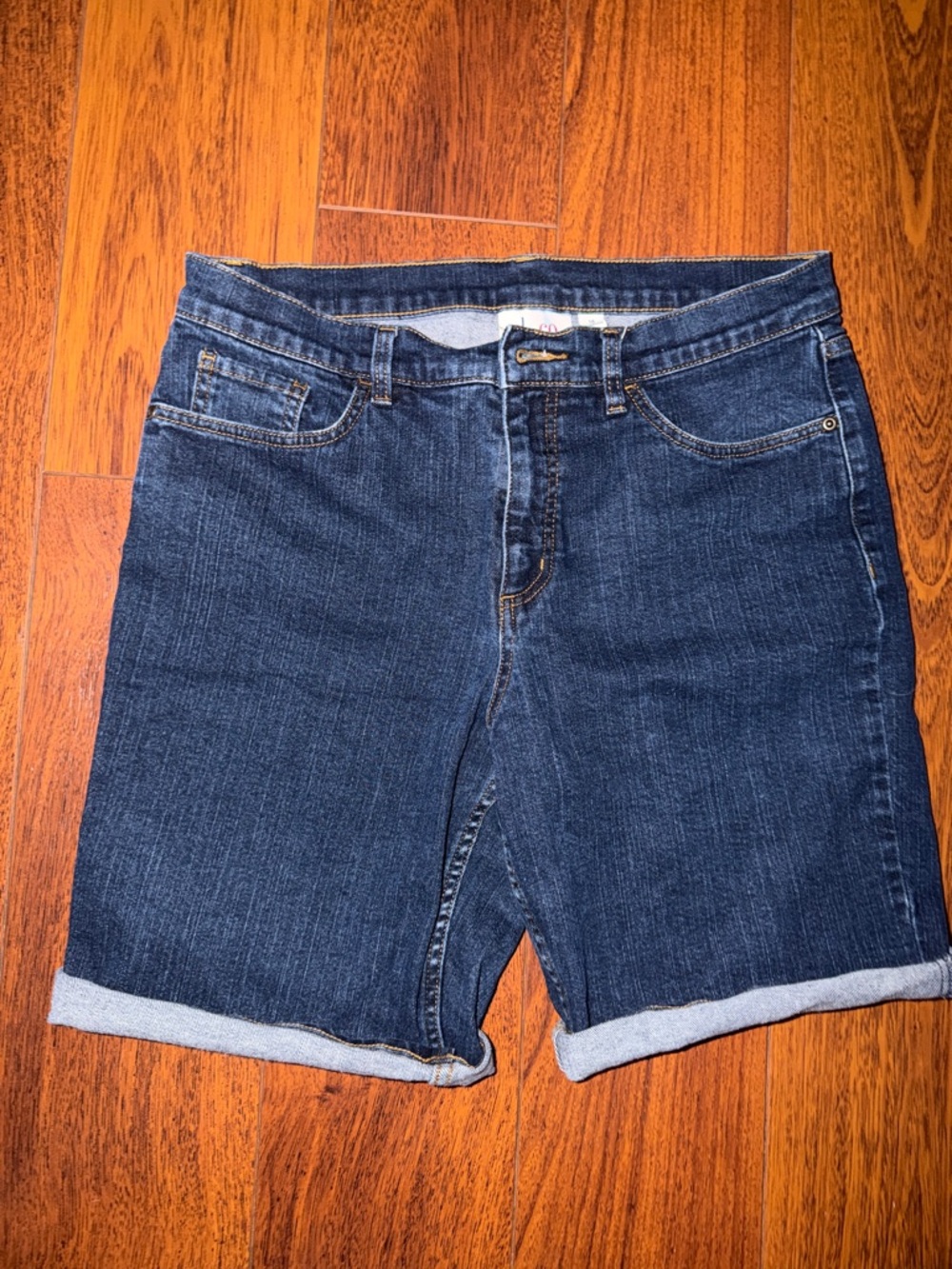 Women's Dark Blue Rolled Hem Denim Shorts